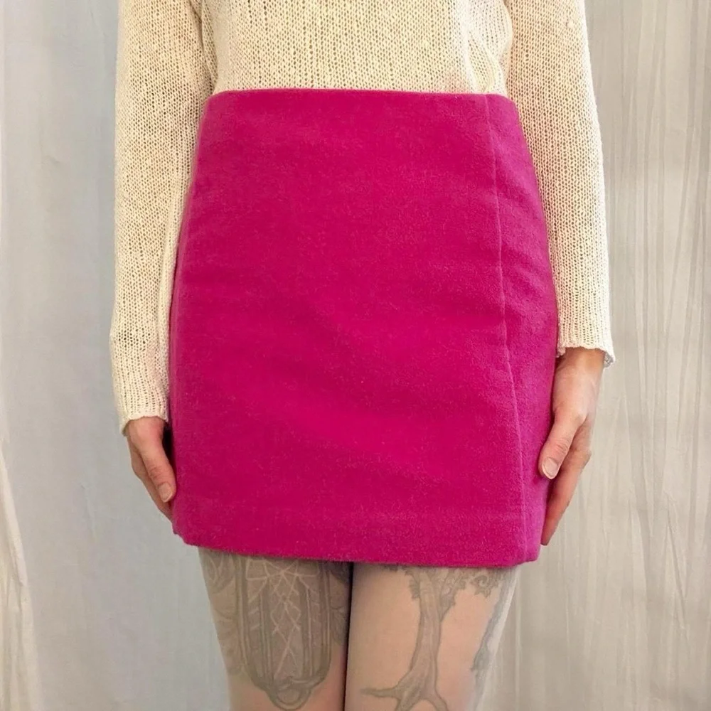 Bright‎ Pink Wool Mini Skirt Hip Hugger Y2K The Limited Size 2/S